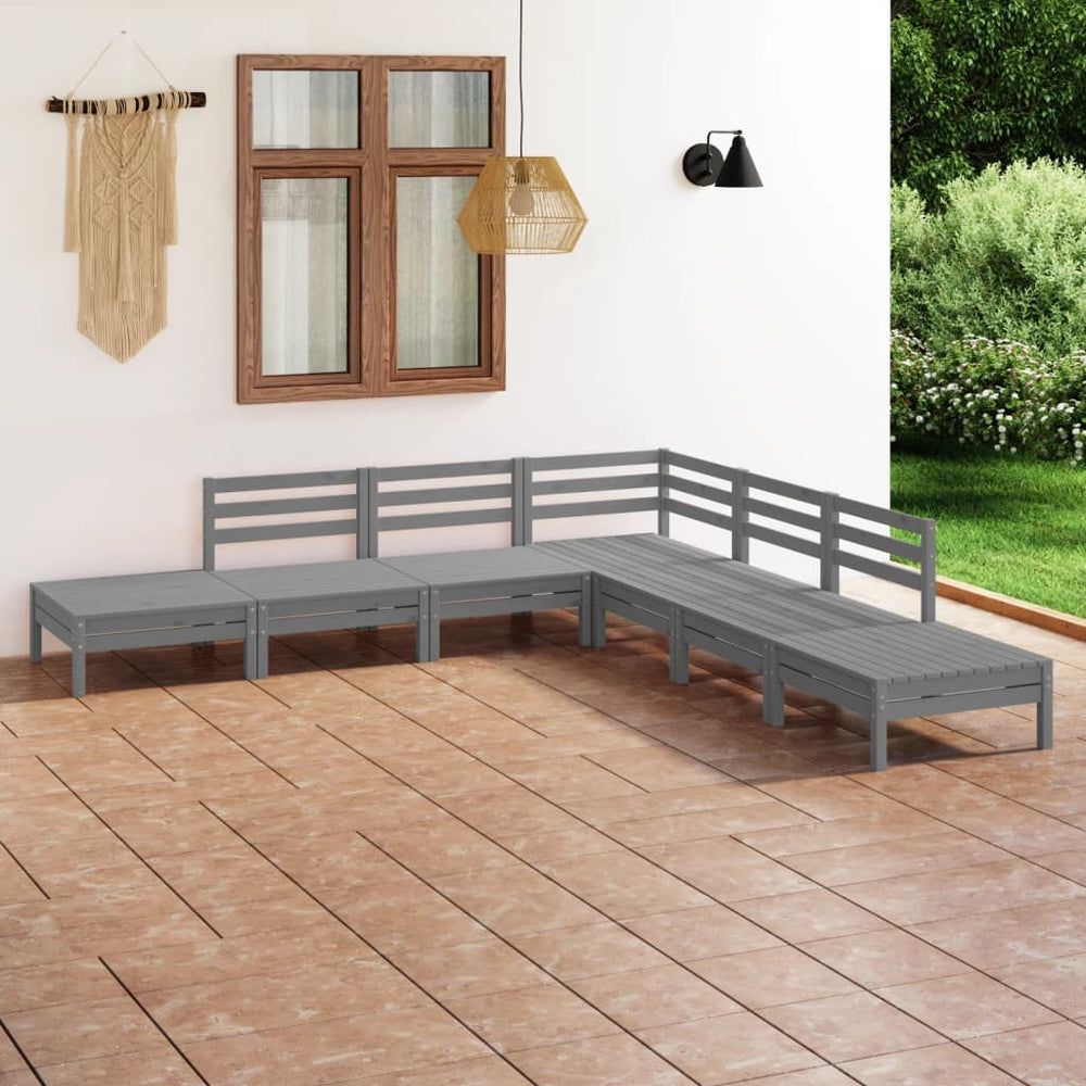 vidaXL 7-Piece Garden Lounge Set Solid Pine Wood Grey