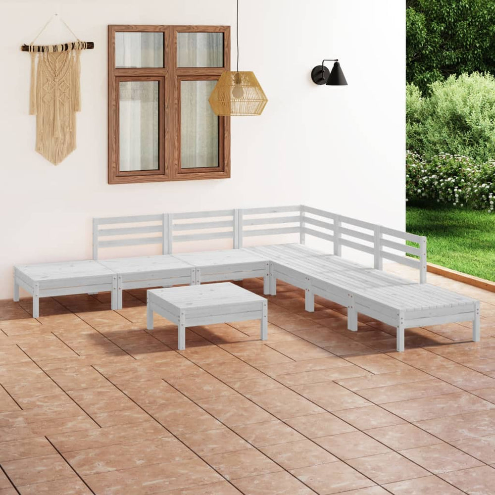 vidaXL 8-piece Garden Lounge Set Solid Pine Wood White