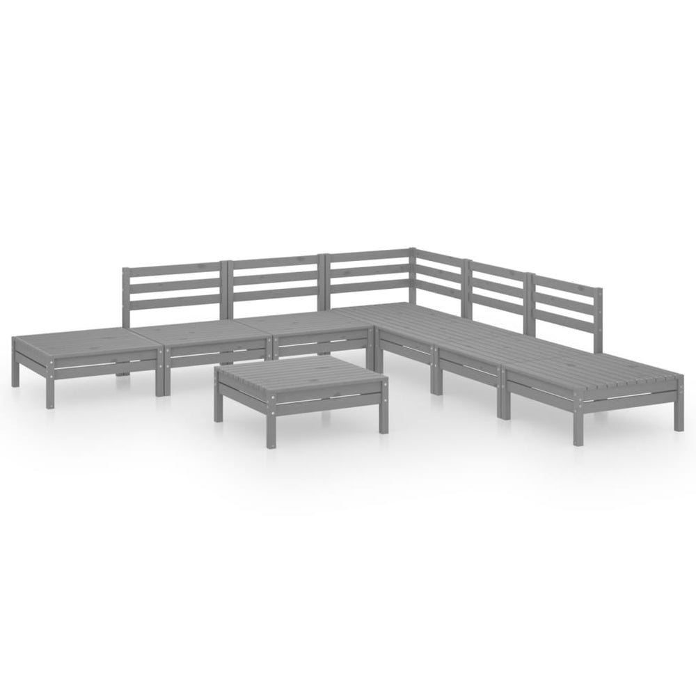 vidaXL 8-piece Garden Lounge Set Solid Pine Wood Grey
