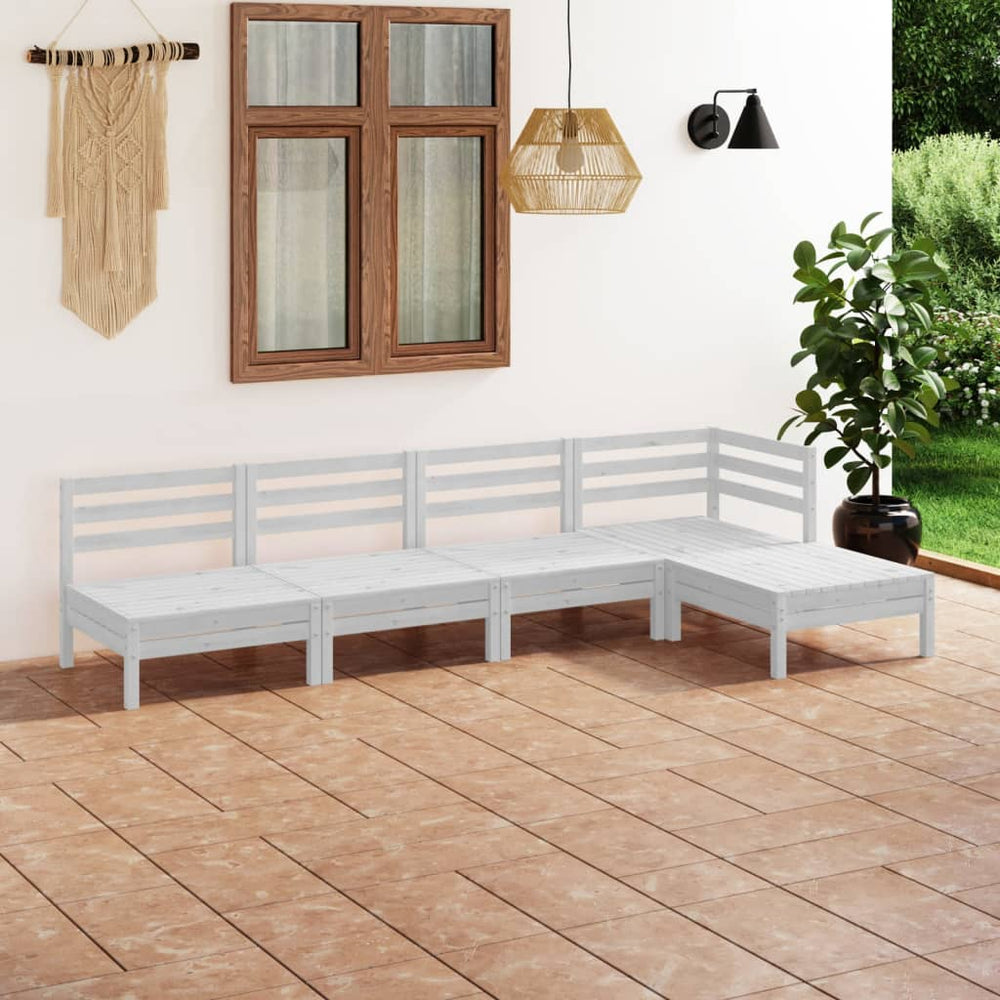 vidaXL 5-piece Garden Lounge Set Solid Pine Wood White
