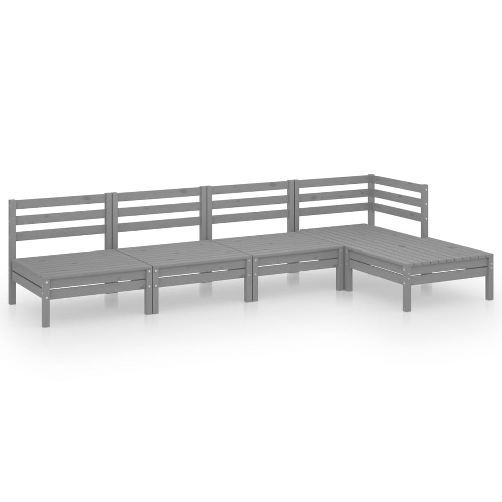 vidaXL 5-piece Garden Lounge Set Solid Pine Wood Grey