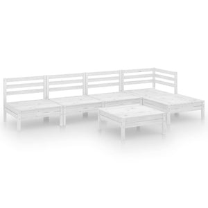6-tlg. Garten-Lounge-Set Massivholz Kiefer Weiß