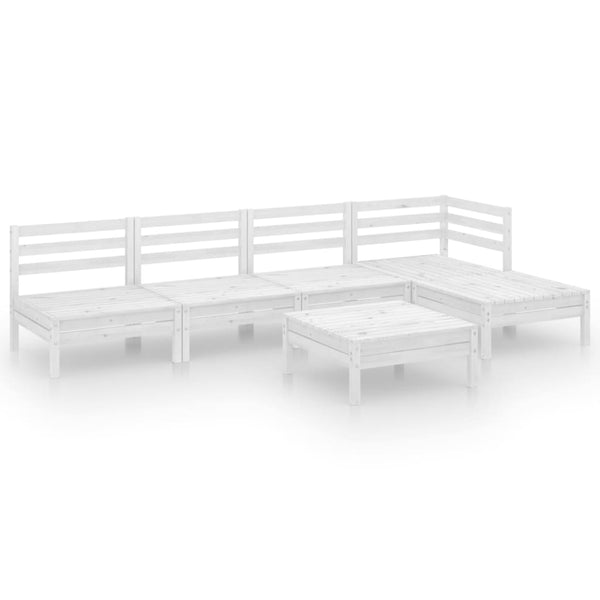 6-tlg. Garten-Lounge-Set Massivholz Kiefer Weiß