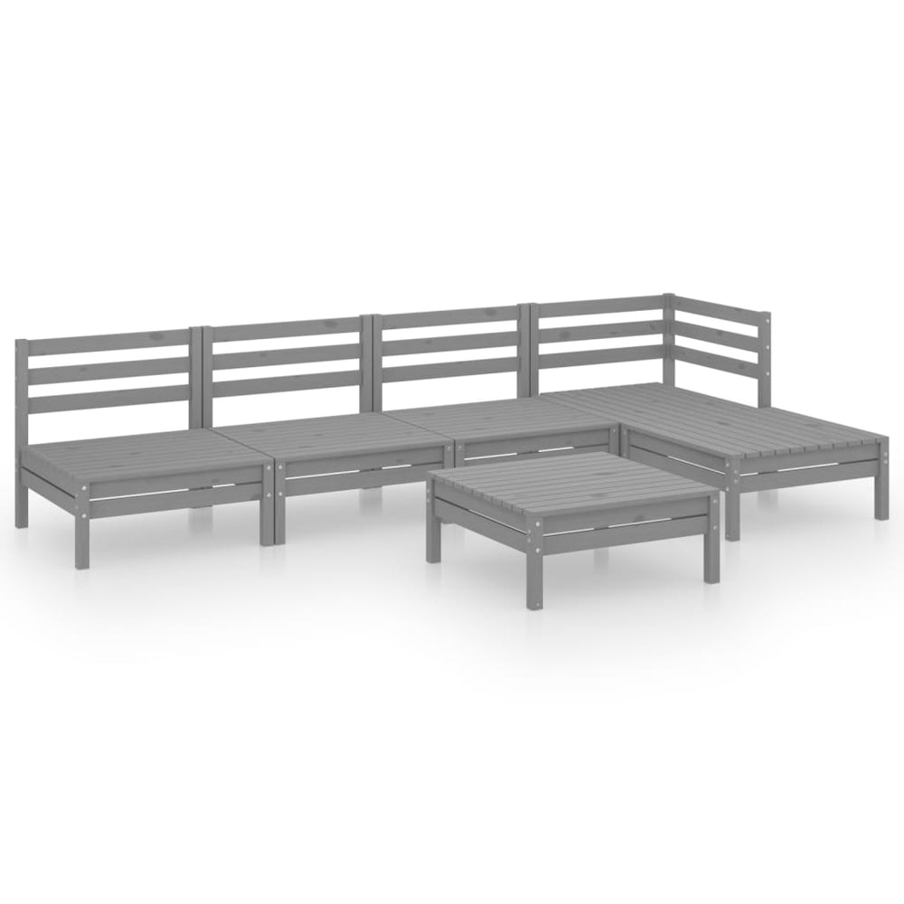 vidaXL 6-Piece Garden Lounge Set Solid Pine Grey