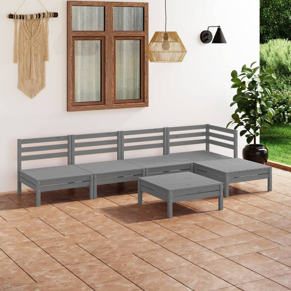 vidaXL 6-Piece Garden Lounge Set Solid Pine Grey