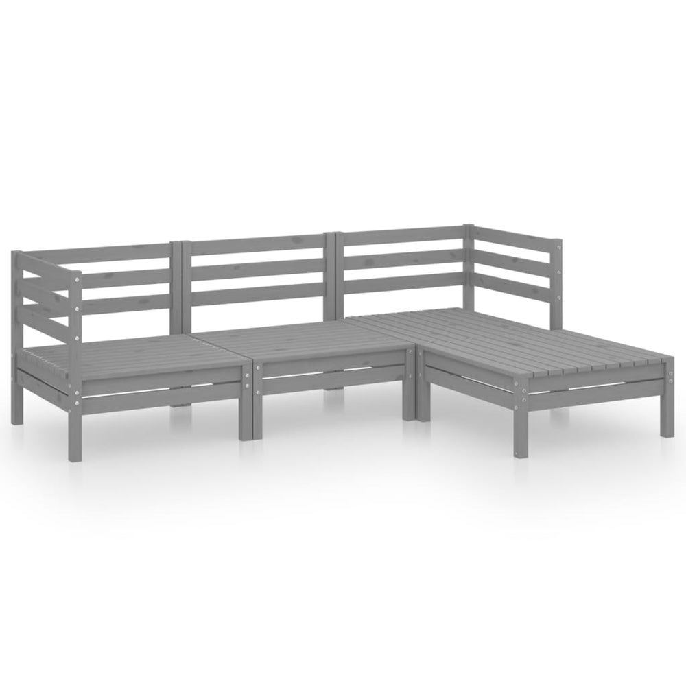 vidaXL 4-piece Solid Pinewood Garden Lounge Set Grey