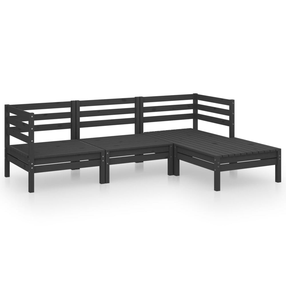 vidaXL 4-piece Solid Pine Garden Lounge Set Black