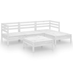 5-tlg. Garten-Lounge-Set Massivholz Kiefer Weiß