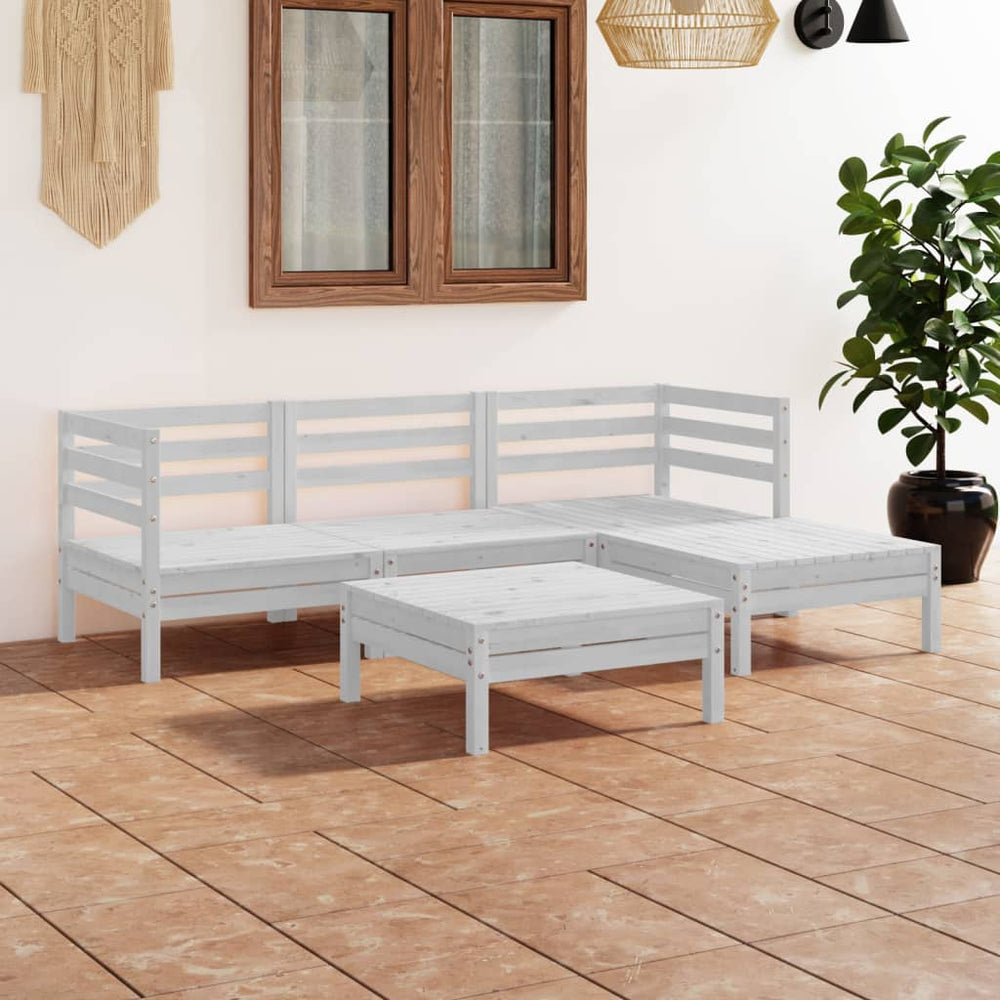 vidaXL 5-piece Garden Lounge Set Solid Pine Wood White