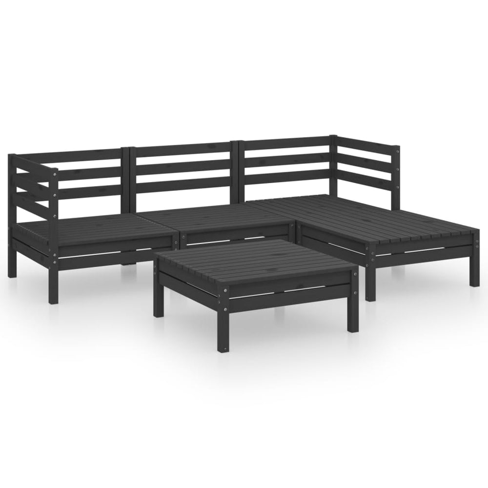 vidaXL 5-piece Garden Lounge Set Solid Pine Wood Black