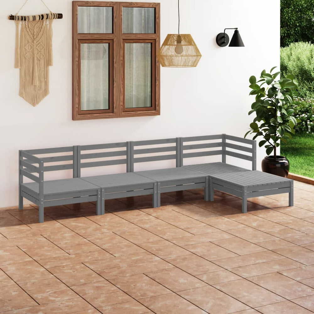 vidaXL 5-piece Garden Lounge Set Solid Pine Wood Grey