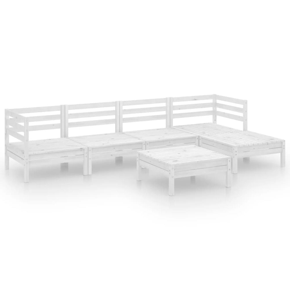 vidaXL 6-Piece Garden Lounge Set Solid Pine Wood White