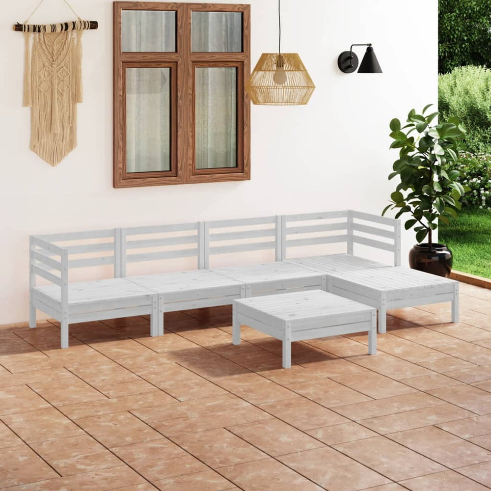vidaXL 6-Piece Garden Lounge Set Solid Pine Wood White