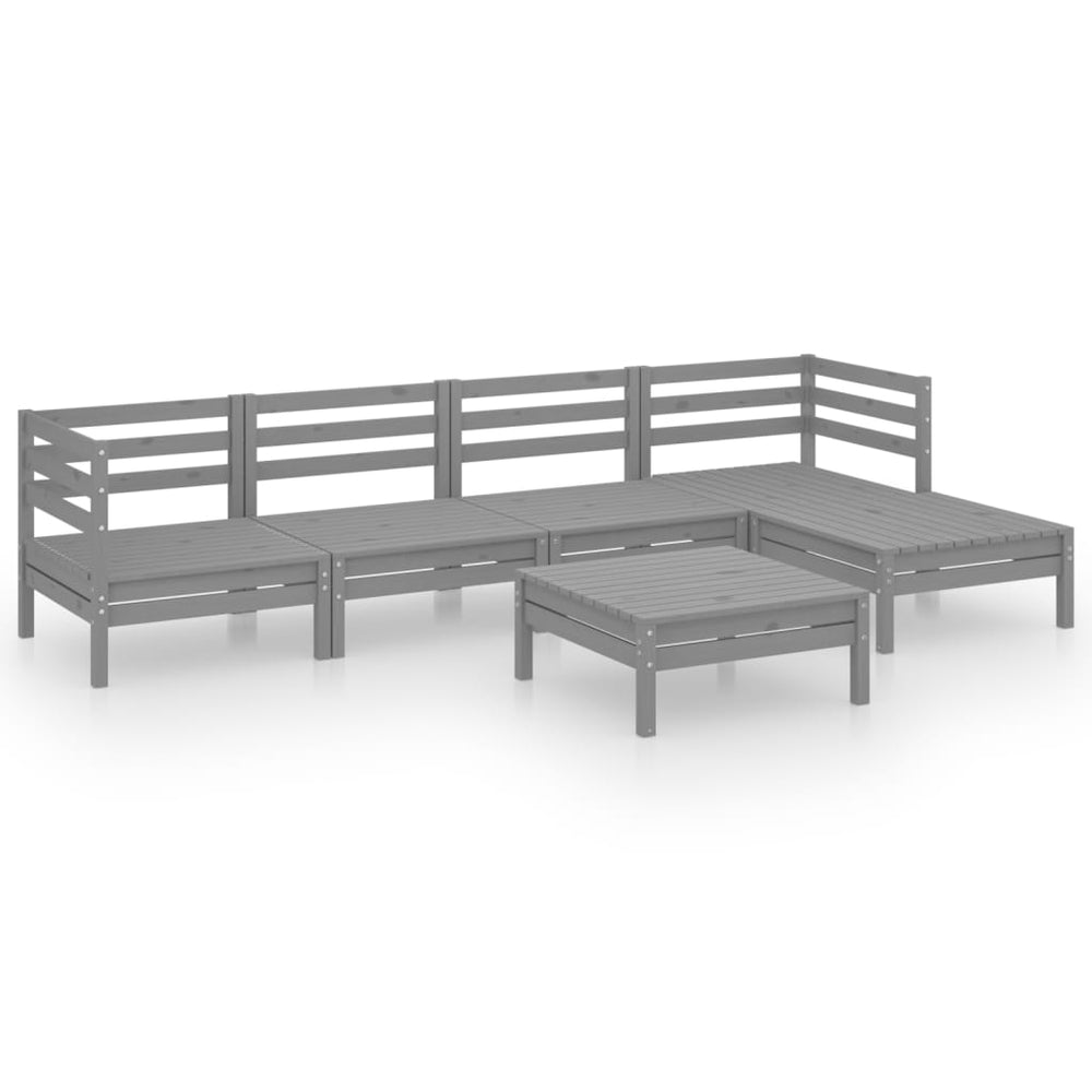 vidaXL 6-Piece Garden Lounge Set Solid Pine Grey