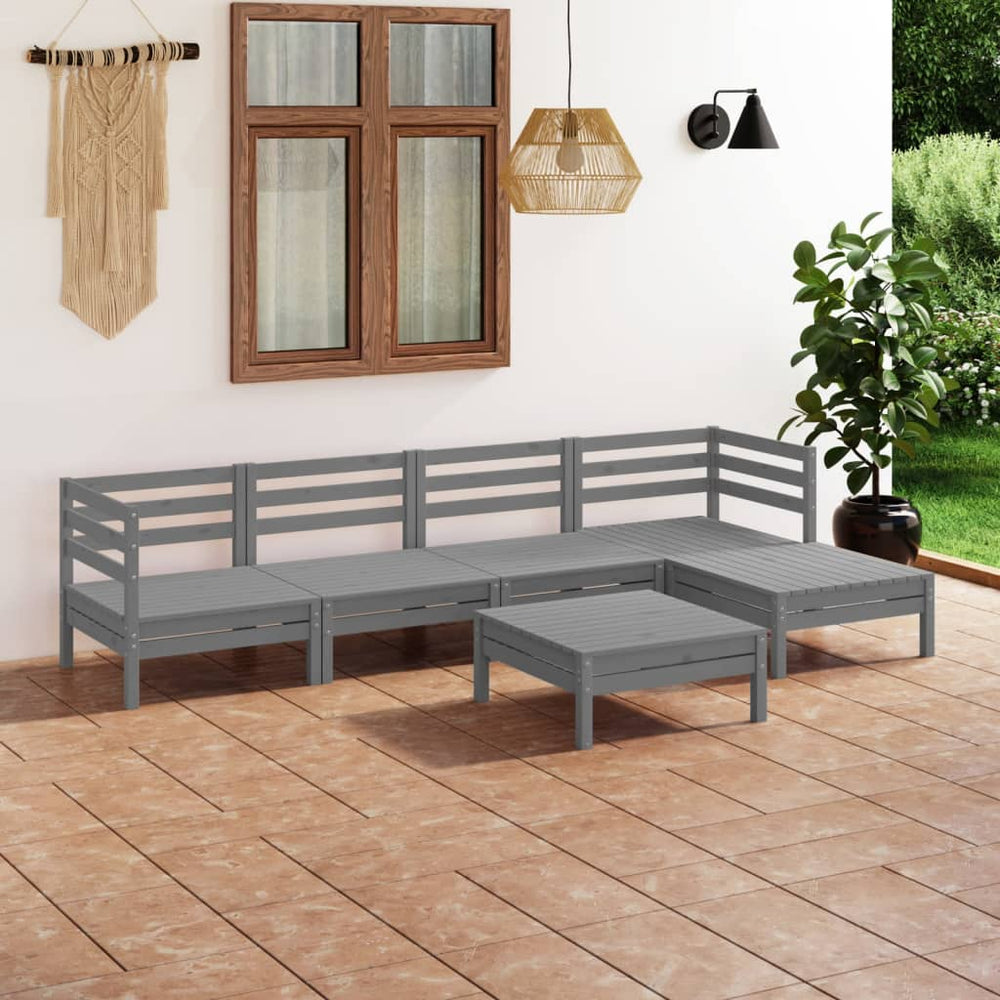 vidaXL 6-Piece Garden Lounge Set Solid Pine Grey