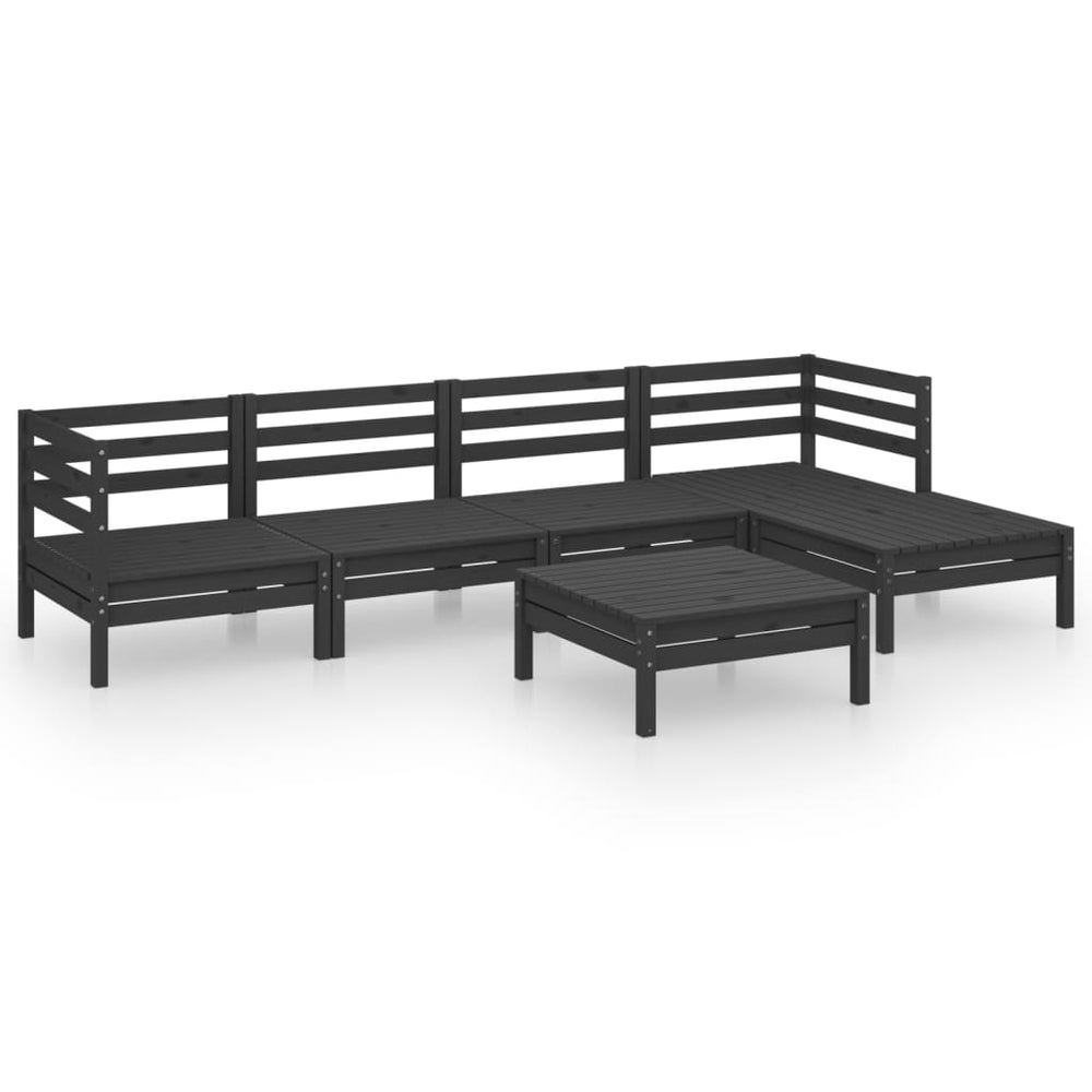 vidaXL Ensemble de jardin 6 pcs Bois de pin massif Noir