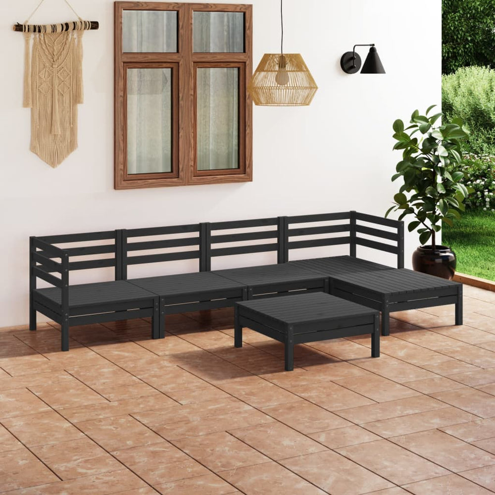 vidaXL Ensemble de jardin 6 pcs Bois de pin massif Noir