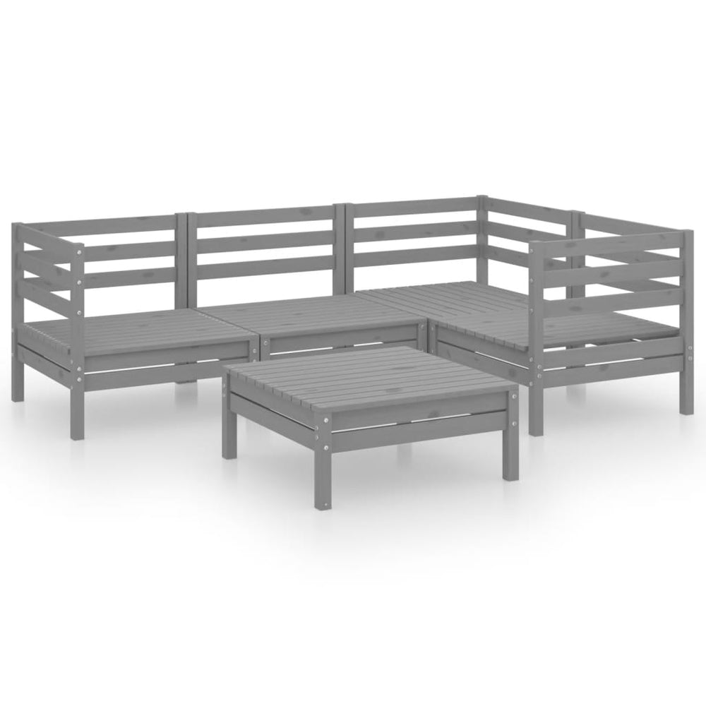 vidaXL Salon de jardin 5 pcs Bois de pin massif Gris