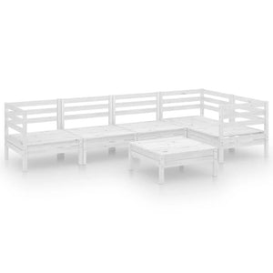 6-tlg. Garten-Lounge-Set Massivholz Kiefer Weiß