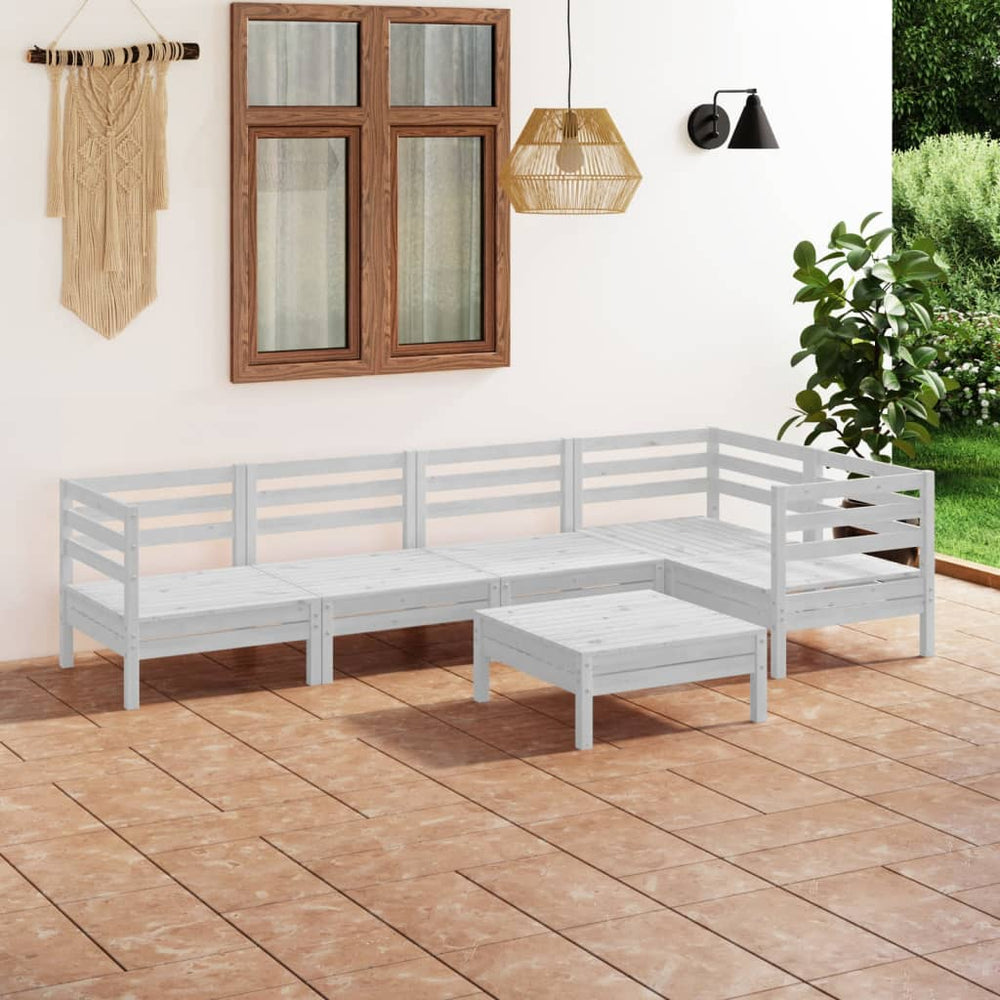 vidaXL Salon de jardin 6 pcs bois de pin massif blanc