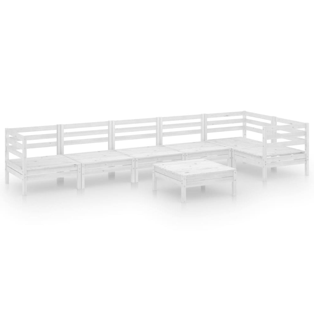 vidaXL Salon de jardin 7 pcs Bois de pin massif Blanc