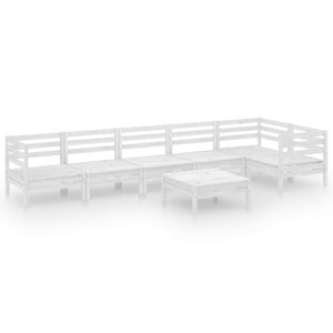 7-tlg. Garten-Lounge-Set Massivholz Kiefer Weiß