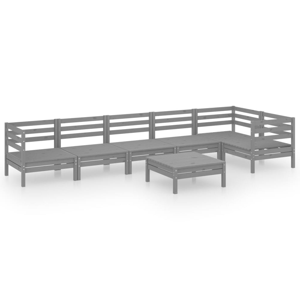 vidaXL Ensemble de mobilier de jardin 7 pcs Bois de pin massif Gris