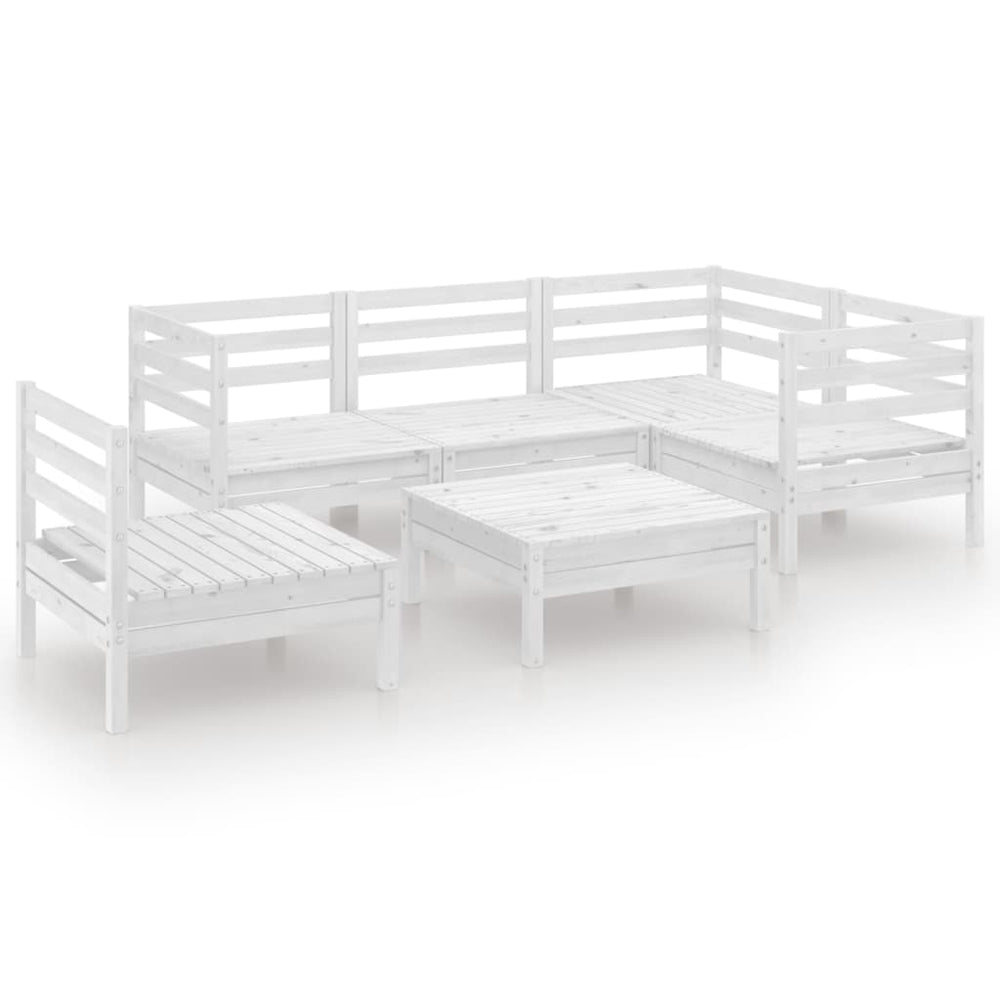 vidaXL Salon de jardin 6 pcs bois de pin massif blanc