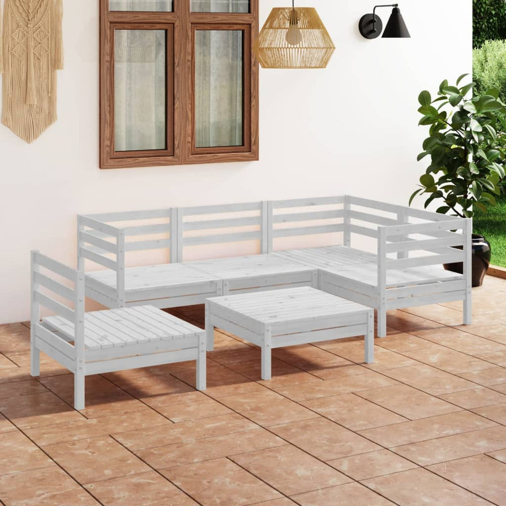 vidaXL Salon de jardin 6 pcs bois de pin massif blanc