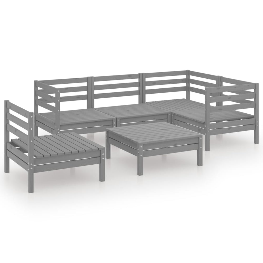 vidaXL Ensemble de mobilier de jardin 6 pcs Bois de pin massif Gris