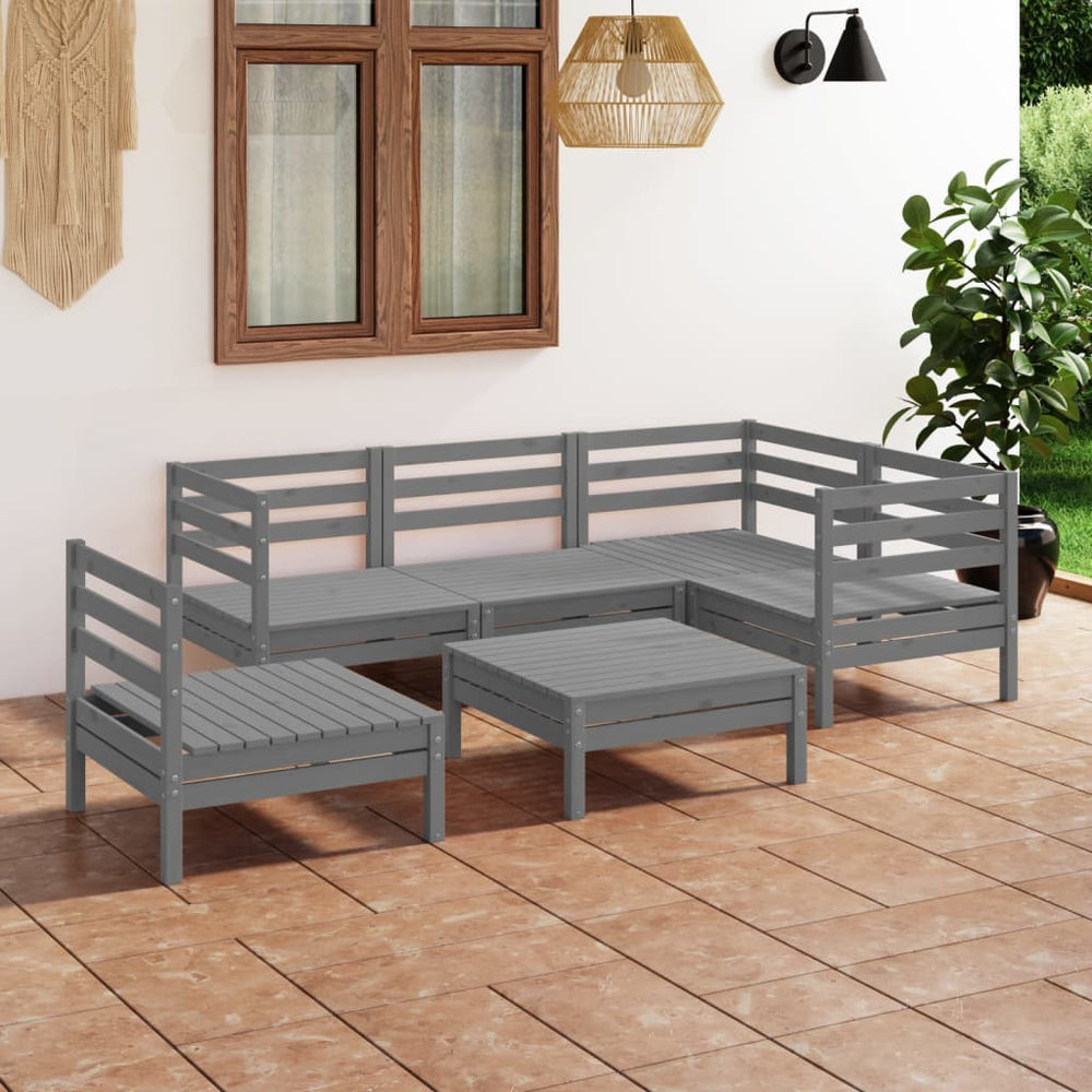 vidaXL Ensemble de mobilier de jardin 6 pcs Bois de pin massif Gris