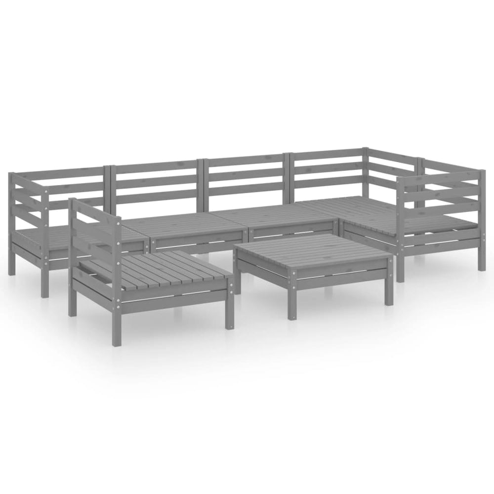 vidaXL Ensemble de mobilier de jardin 7 pcs Bois de pin massif Gris