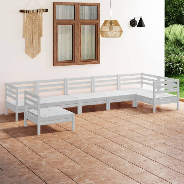 7-tlg. Garten-Lounge-Set Massivholz Kiefer Weiß