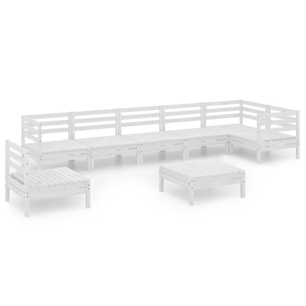 vidaXL Ensemble de mobilier de jardin 8 pcs Bois de pin massif Blanc