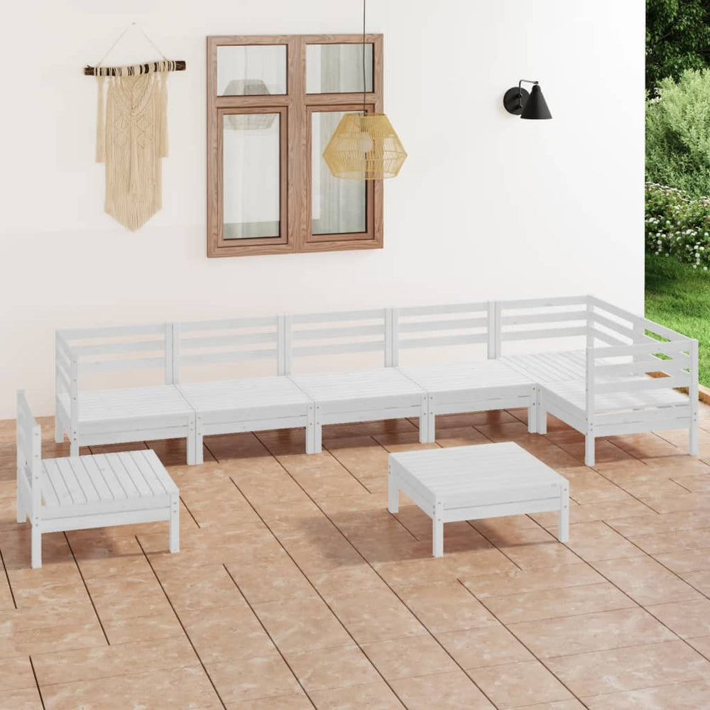 vidaXL Ensemble de mobilier de jardin 8 pcs Bois de pin massif Blanc