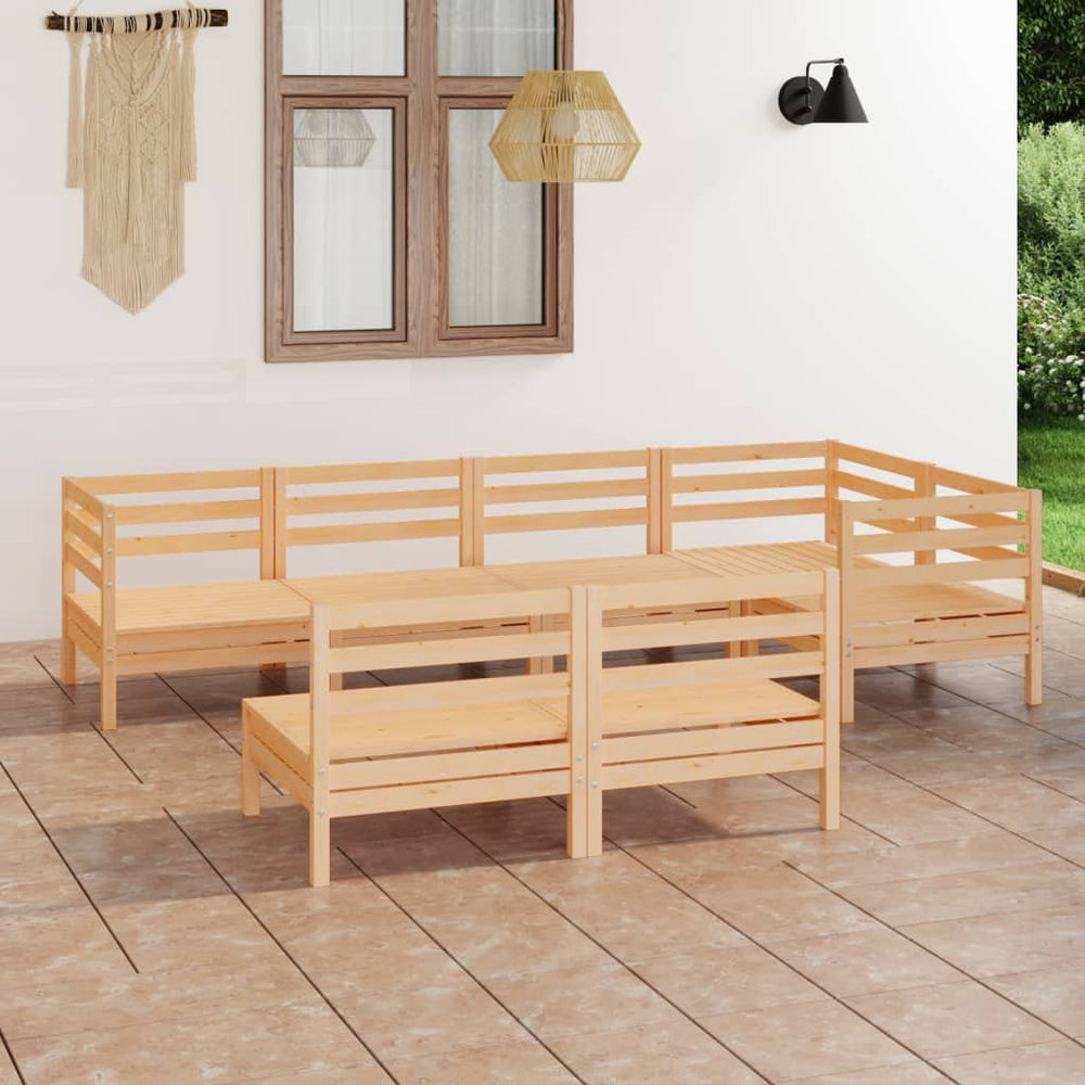 vidaXL Salon de jardin 7 pcs en bois de pin massif