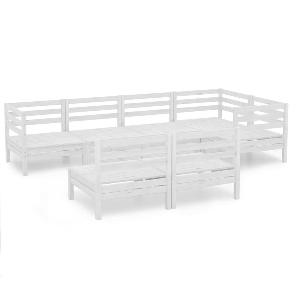 vidaXL Salon de jardin 7 pcs Bois de pin massif Blanc