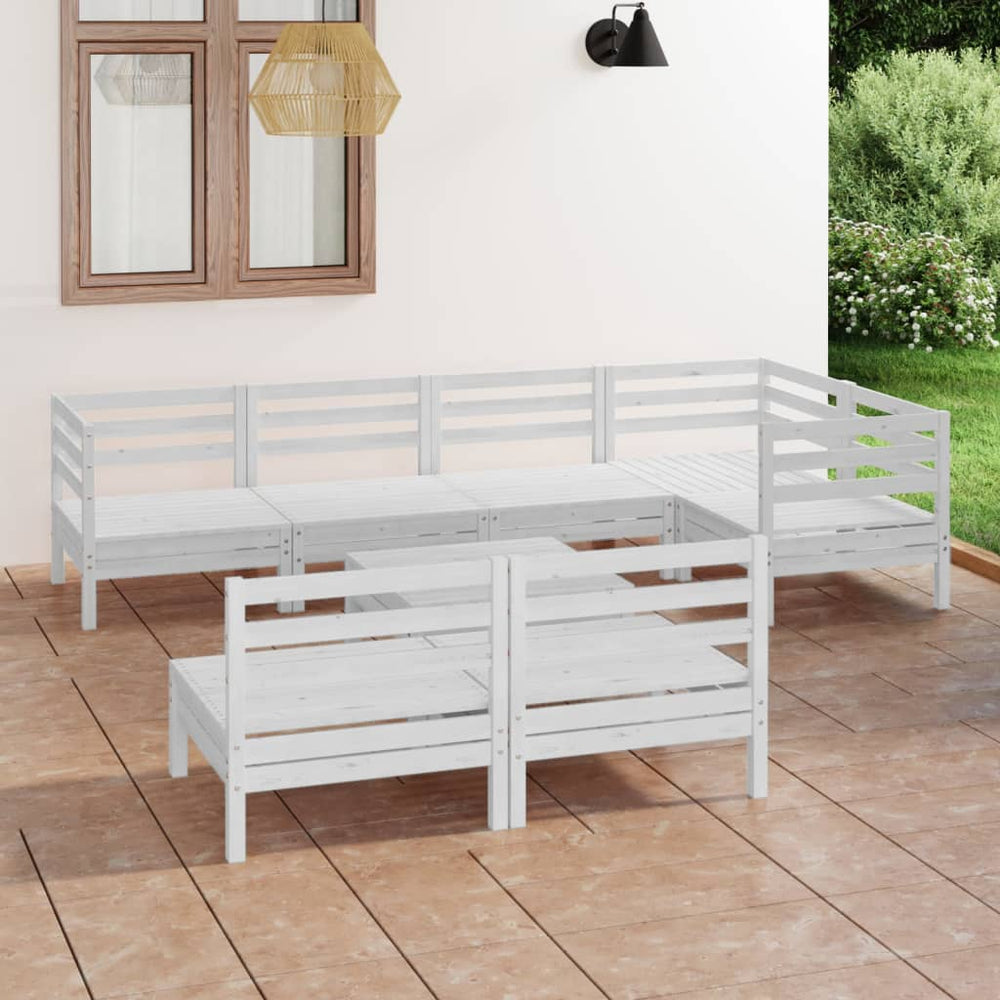 vidaXL Ensemble de mobilier de jardin 8 pcs Bois de pin massif Blanc