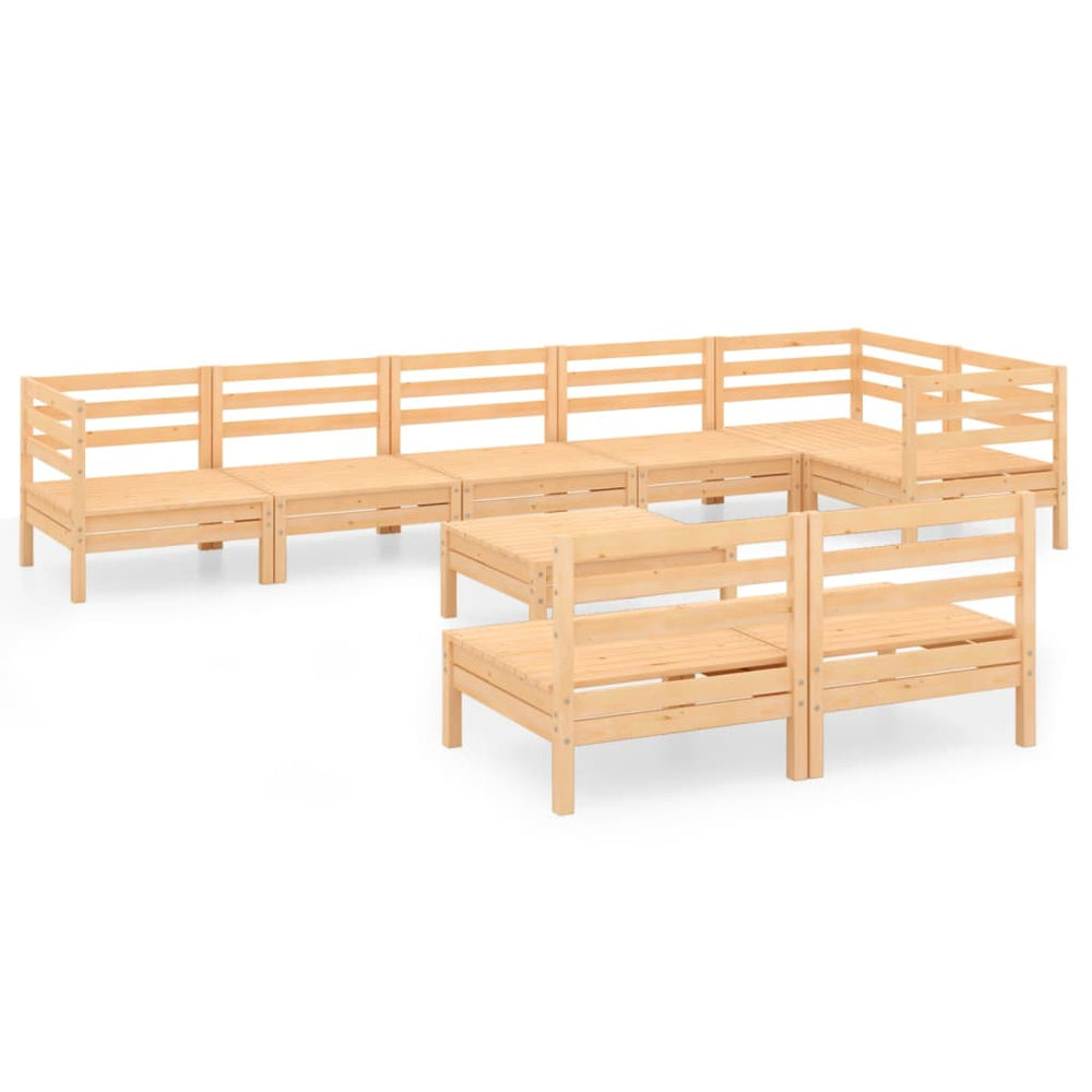 vidaXL Ensemble de jardin lounge 9 pcs Bois de pin massif