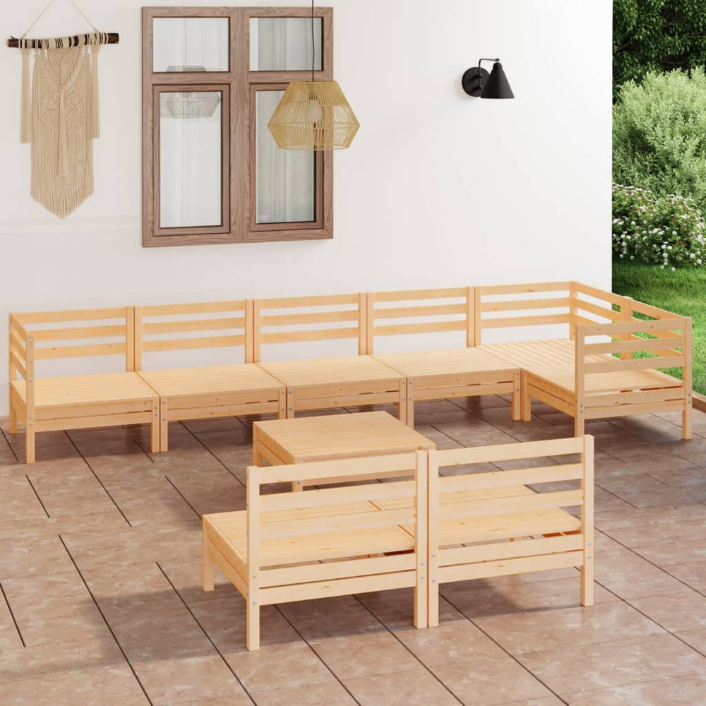 vidaXL Ensemble de jardin lounge 9 pcs Bois de pin massif