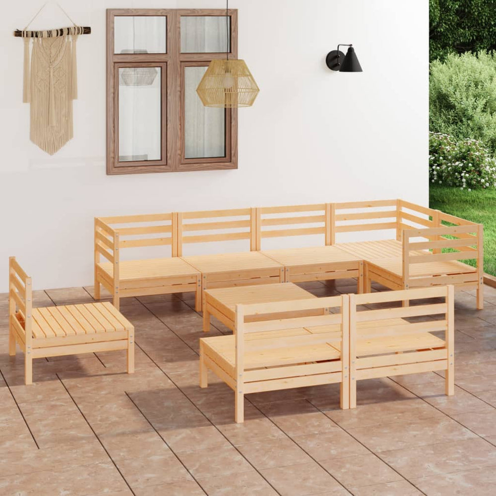 vidaXL Ensemble de jardin lounge 9 pcs Bois de pin massif