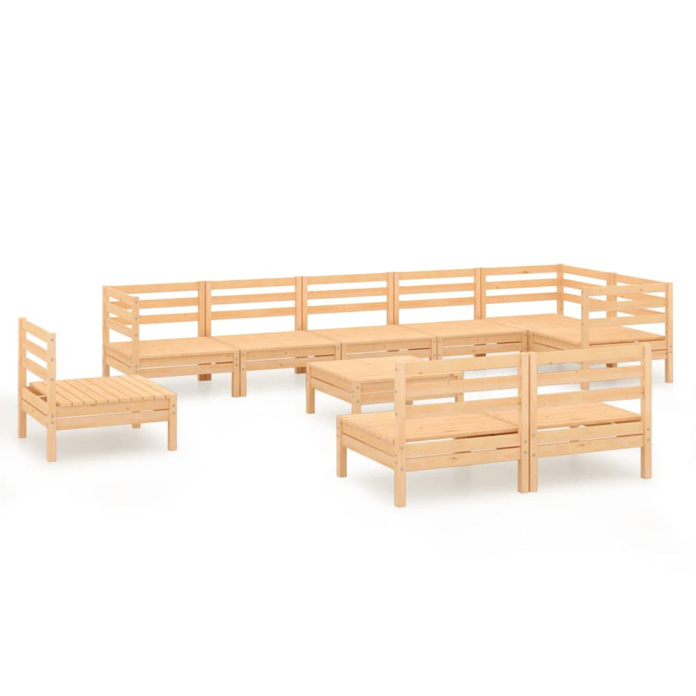 10-tlg. Garten-Lounge-Set Massivholz Kiefer