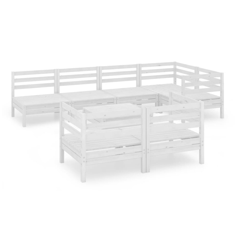 vidaXL Ensemble de mobilier de jardin 8 pcs Bois de pin massif Blanc