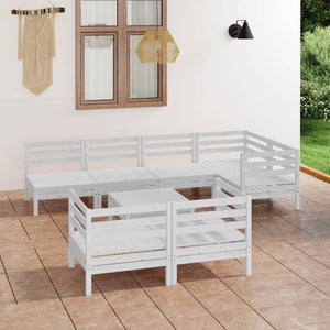 8-tlg. Garten-Lounge-Set Massivholz Kiefer Weiß