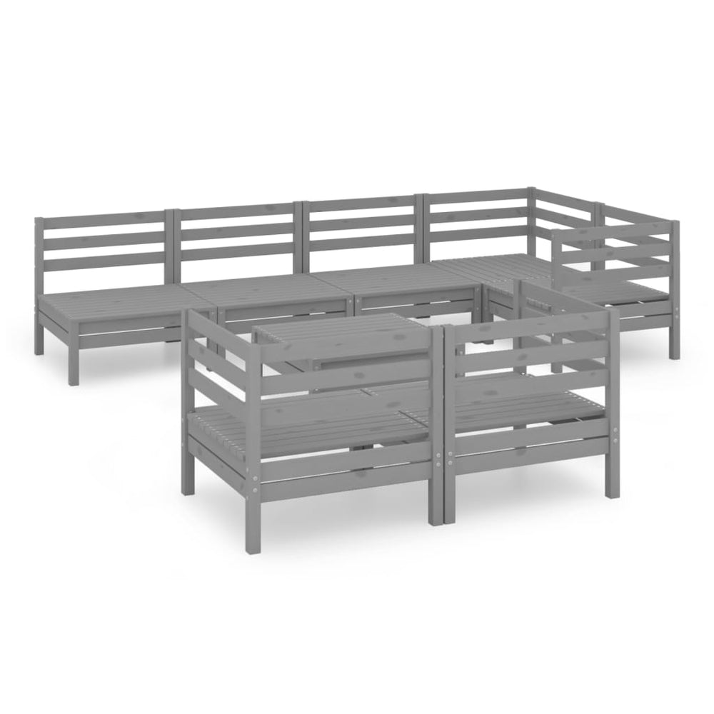 vidaXL Salon de jardin 8 pcs en bois de pin massif gris