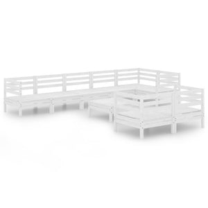 9-tlg. Garten-Lounge-Set Massivholz Kiefer Weiß