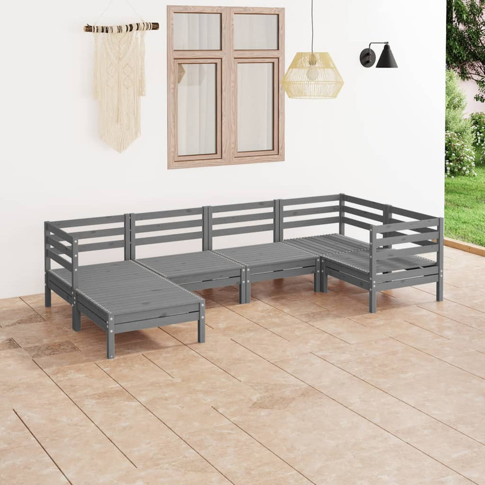 vidaXL Ensemble de mobilier de jardin 6 pcs Bois de pin massif Gris