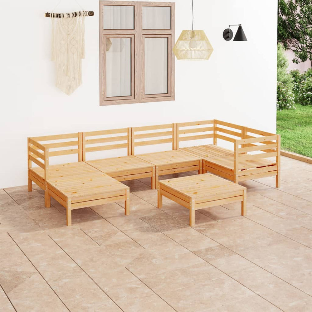 vidaXL Salon de jardin 7 pcs en bois de pin massif