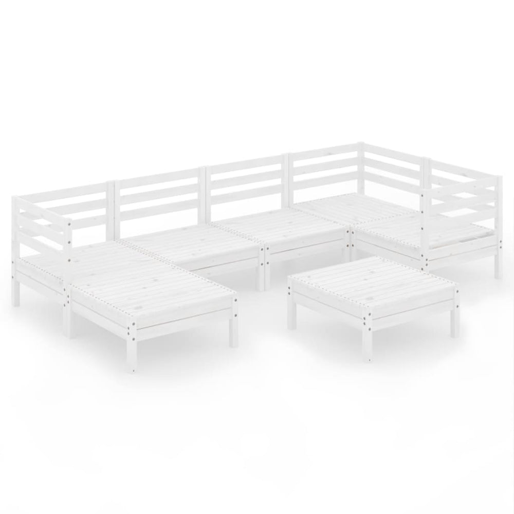 vidaXL Salon de jardin 7 pcs Bois de pin massif Blanc