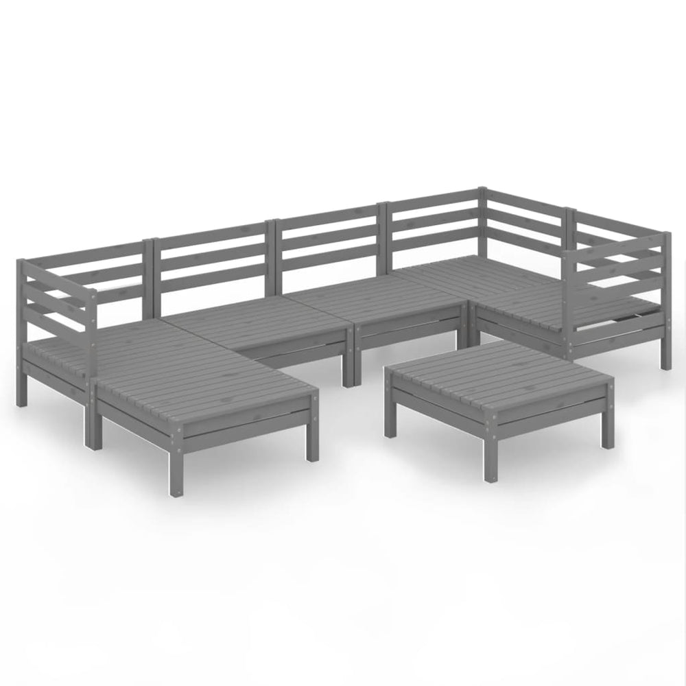 vidaXL Salon de jardin 7 pcs en bois de pin massif Gris